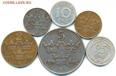 6 хороших шведских монет 1917 - 1947; до 24.06_22.02мск - 8226