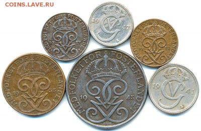 6 хороших шведских монет 1917 - 1947; до 24.06_22.02мск - 8227
