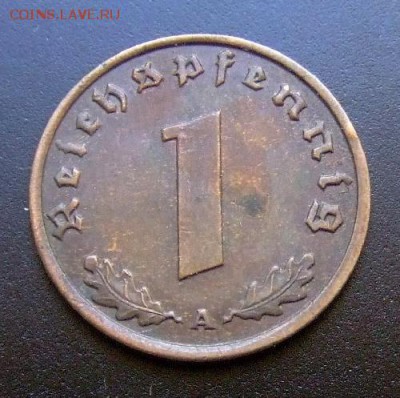 ГЕРМАНИЯ (Рейх) 1 пфенниг (1939 А) до 26.06 (22.00) - Германия (3-й Рейх) 1 рейхспфенниг (1939 А) №14 Р