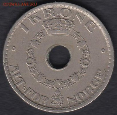 Норвегия 1 крона 1926 до 26.06.2014 22-00 - Норвегия 1 крона 1926 а