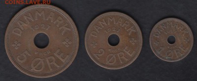 Дания 1, 2 и 5 эре 1927 до 26.06.2014 22-00 - Дания 1927 а