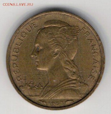 Мадагаскар 10 франков 1953 до 30.06.14 в 22.00мск (8971) - 4-мад10ф53