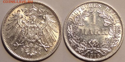 Германия 1 марка 1915 А штемпельный блеск до 29.06.14 в 22.0 - 1 марка 1915 А 25.06.14