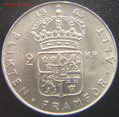 Швеция_2 кроны 1963. Серебро; до 30.06_22.18мск - 8143