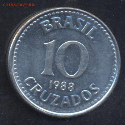 Бразилия 10 крузадо 1988 г.До 2.07.14 г. 22-00 МСК . - Бразилия 10 к.