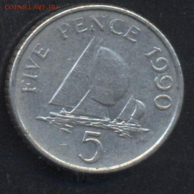 Гернси 5 пенни 1990 г.До 2.07.14 г. 22-00 МСК . - Гернси.1