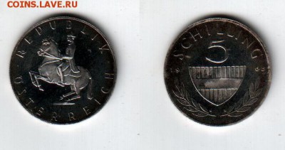 АВСТРИЯ, 5 шиллингов (1965) Ag, PROOF, до 5.07 @ 22:00 - banknote_1515-0-0