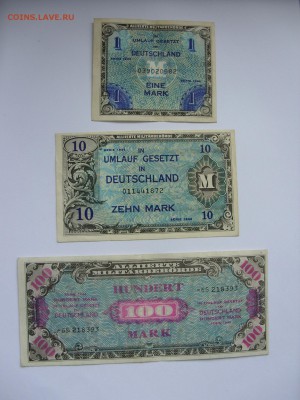 Боны (общая тема). - 1 10 100 марок окупация союзников 1944 - 1.JPG