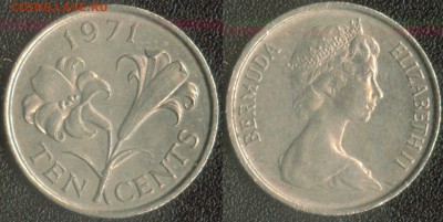 Бермуды Британские 10 центов 1971 до 22:00мск 10.07.14 - Бермуды 10 центов 1971