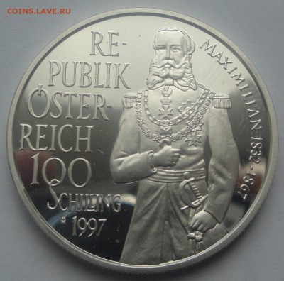 Австрия 100 шиллингов 1997 пруф Максимилиан до 09.07 - ав 08
