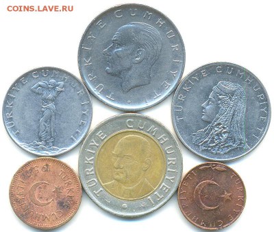 6 турецких монет 1951 - 2005; до 06.07_22.00мск - 8217