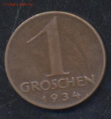 Австрия 1 грошен 1934 г. До 8.07.14 г. 22-00 МСК . - Австрия 1 г.