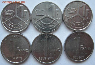 6 монет Бельгии 1 франк (1989-1998 - 7