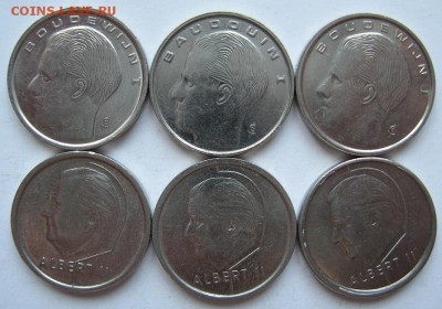 6 монет Бельгии 1 франк (1989-1998 - 8