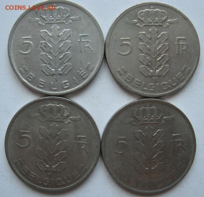 4 монеты Бельгии 5 франков(1968-1977) до 22.00 12.07.14 - 91