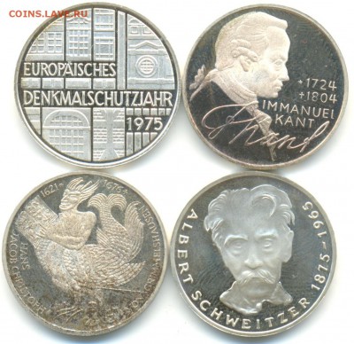 5 марок ФРГ 4шт 1974-76г серебро лот №4 10.07.14 в 22-10 - 5 марок 009