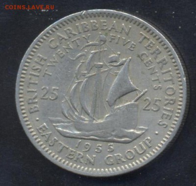 Карибские территории 25 центов 1955 г. До 8.07.14 г. 22-00 М - Карибы 25 ц.