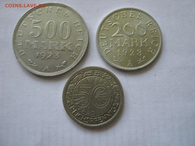 ГЕРМАНИЯ 4 пф. 1932. 50 пф. 1928. 200 и 500 марок 1923. - 087.JPG