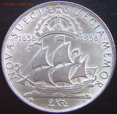 Швеция_памятные 2 кроны 1938. Серебро; до 08.07_22.24мск - 8294