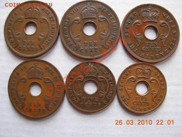 Британская Вост. Африка 6 монет 5,10 центов до 2.04.10г - DSCN1486
