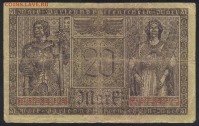 Германия 20 марок 1918 г.  До 11.07.14 г. 22-00 МСК. - Германия 20 м. 1918 1