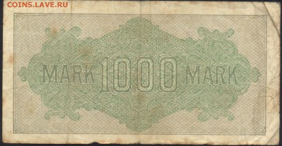 Германия 1000 марок 1922 г.  До 11.07.14 г. 22-00 МСК. - Германия 1000 м. 1922 1