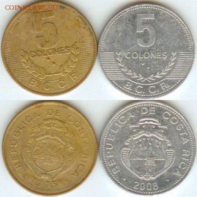 Коста-Рика 5 колонов 1995, 2008 до 21.00 по Москве 16.07.14 - Коста-Рика 5  колонов 1995, 2008