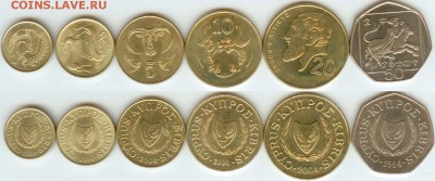 Кипр- подборка из 6 монет 1994-2004г до 21.00 мск 18.07.2014 - Кипр