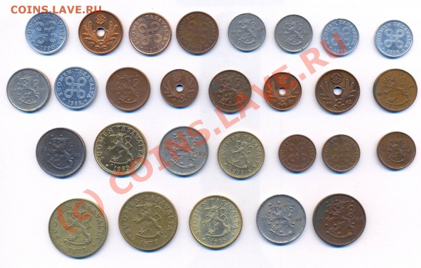 подборка  монет Финляндии (28 шт)до 1.04.2010г.  22.30МСК - лот-2