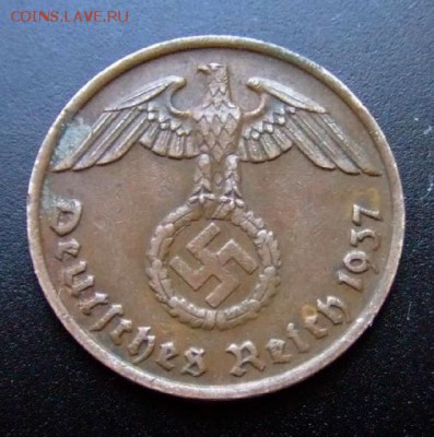 с 1 руб. Германия (Рейх) 2 пф. (1937 D) до 17.07 (22.00) - Германия (Рейх) 2 рейхспфеннига (1937 D) бронза А