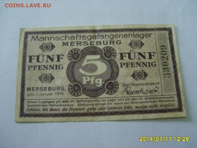 MERSEBURG,5 пфеннигов 1916г(Mannschafgenenlager)!до18.07 - S6000962.JPG