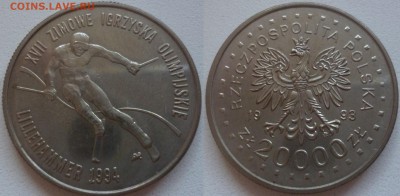 Иностранные Биметалл, Спорт, 25 р, Наборы МНОГО МНОГО!!! - Польша 20 000 злотых Горные лыжи 1994.JPG