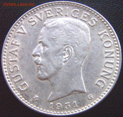 Швеция_2 кроны 1931. Серебро. Редкий год; до 19.07_22.30мск - 8341