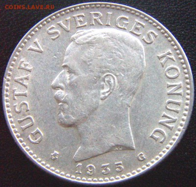 Швеция_2 кроны 1935. Серебро. Редкий год; до 19.07_22.32мск - 8339