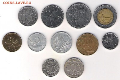 Италия 11 монет до 23.07 в 22.00 по МСК - Италия 11 монет