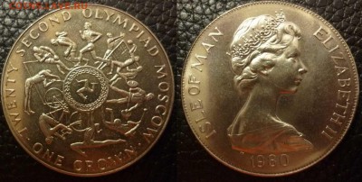 Иностранные Биметалл, Спорт, 25 р, Наборы МНОГО МНОГО!!! - Остров Мэн 1 крона Олимпиада в Москве 1980 2 вид