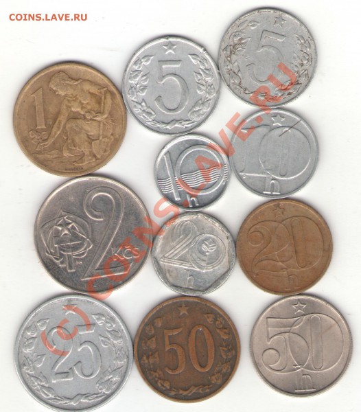 Чехословакия и Чехия 11 монет до 01.04.2010 в 23.00 мск - czeck