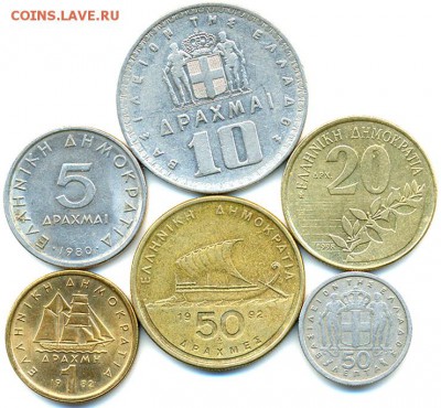 6 греческих портретных монет 1959 - 1998; до 20.07_22.04мск - 8240