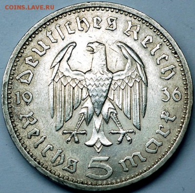Германия (3-й Рейх)_5 рейхсмарок 1936(А); Ag; до 20.07_22.06 - 8230