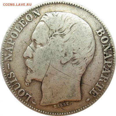 Франция, 5 франков 1852 СЕРЕБРО до 27.07 22:00 МСК - lot-156099-2