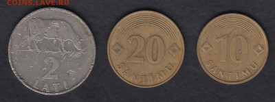 Латвия 10, 20 сантимов, 2 лата 1992 до 26.07.2014 22-00 - Латвия а
