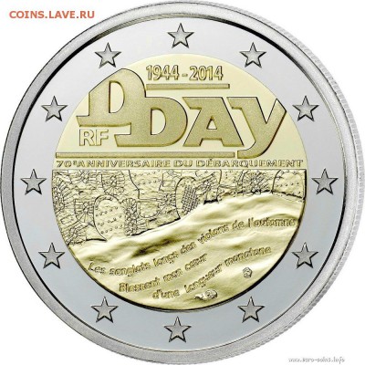 Монеты с Корабликами - 2-euro-France-2014-D-Day