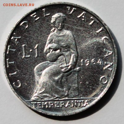 Ватикан. 1 лира 1964. Тираж - 60 000. - 2