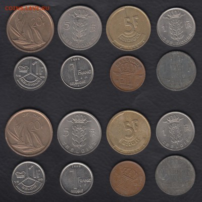 Бельгия 50 сант. - 20 фр. 16 монет до 29.07.2014 22-00 - Бельгия а