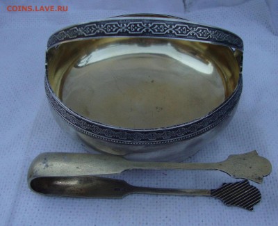 Сахарница, 875 проба, 165 грамм + щипчики 875 проба - U1