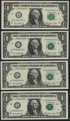 1 доллар США 2009г 4шт все с 222. до 22-00 мск 03.08.14 г. - 1дол 4шт 222 аверс