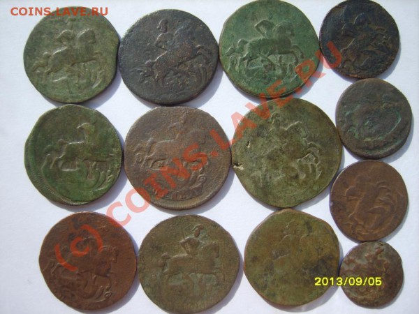 Полушка,деньга,копейка (Елизаветы,Екатерины) 49 шт. - S8302380.JPG