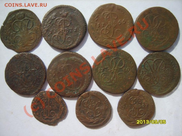Полушка,деньга,копейка (Елизаветы,Екатерины) 49 шт. - S8302385.JPG