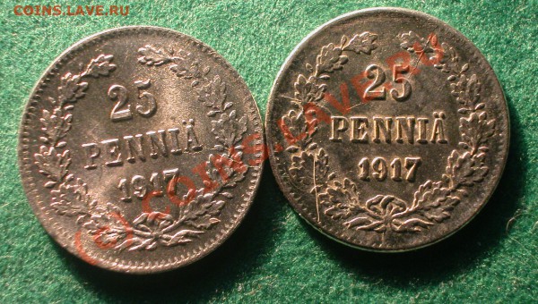 25  пенни   Рус.Фин.   1917 г   2шт  до  07.04.10   22-30 МС - 25 пенни 1917 г 2шт  Н2 и ВП реверс