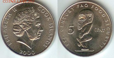Кука Острова 5 центов 2000, до 21.00 мск 09.08.2014 - Кука Острова 5  центов 2000
